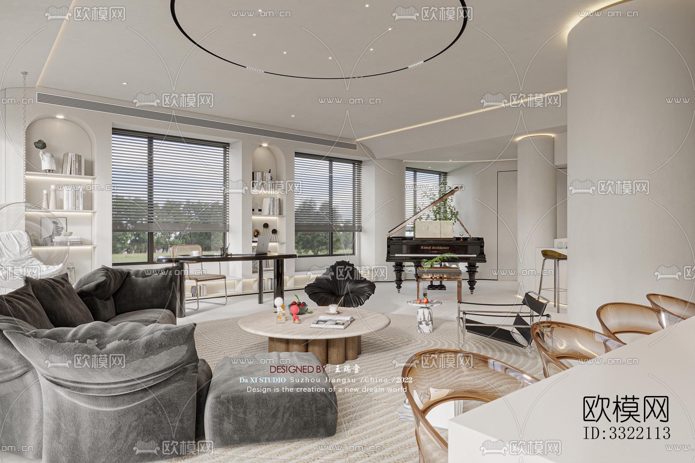 现代客厅效果图下载（渲染图2）