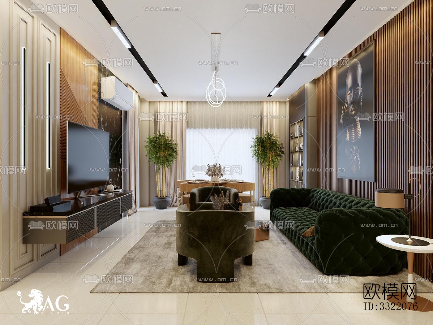 现代客厅效果图下载（渲染图2）