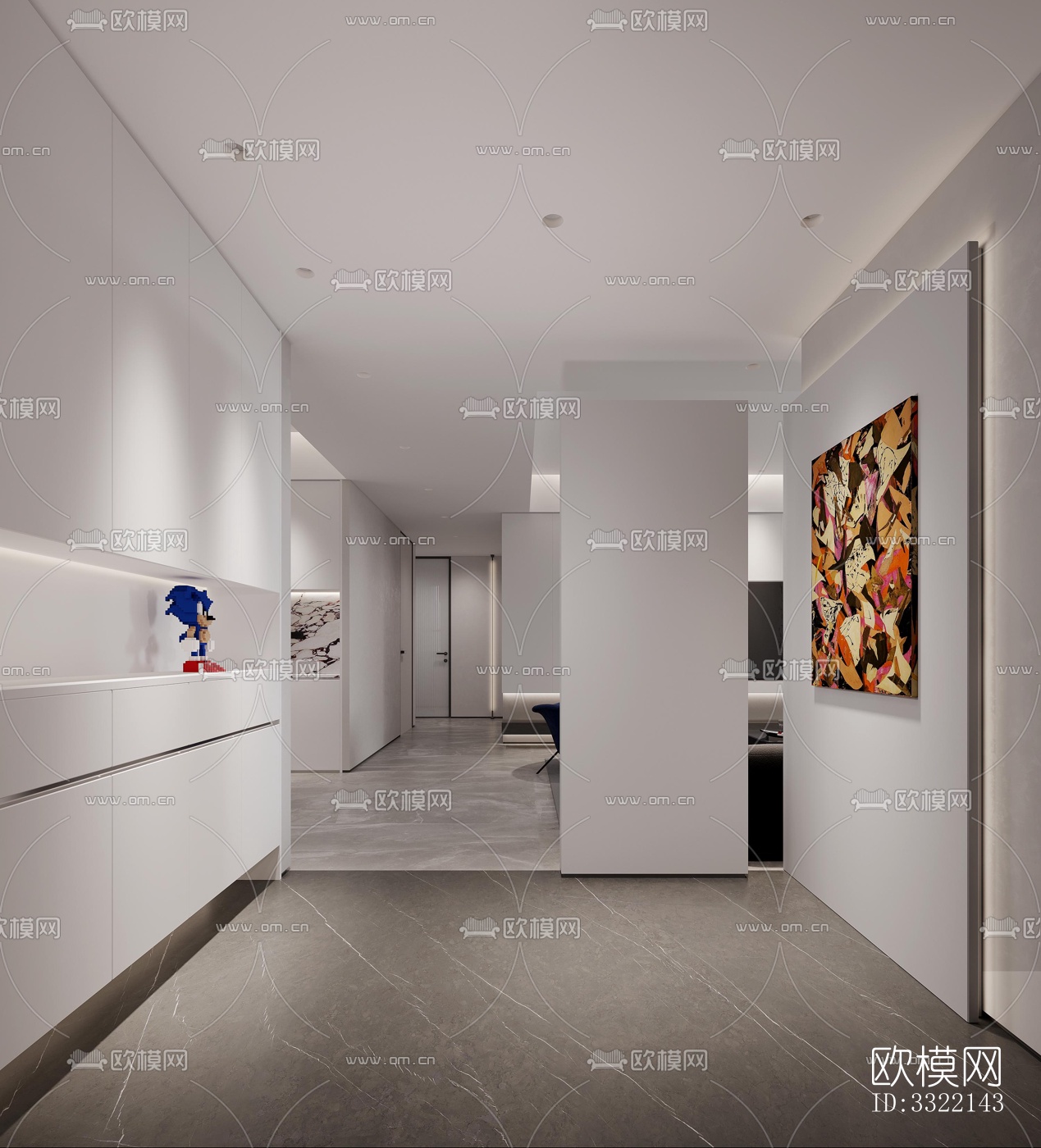 现代客厅效果图下载（渲染图1）