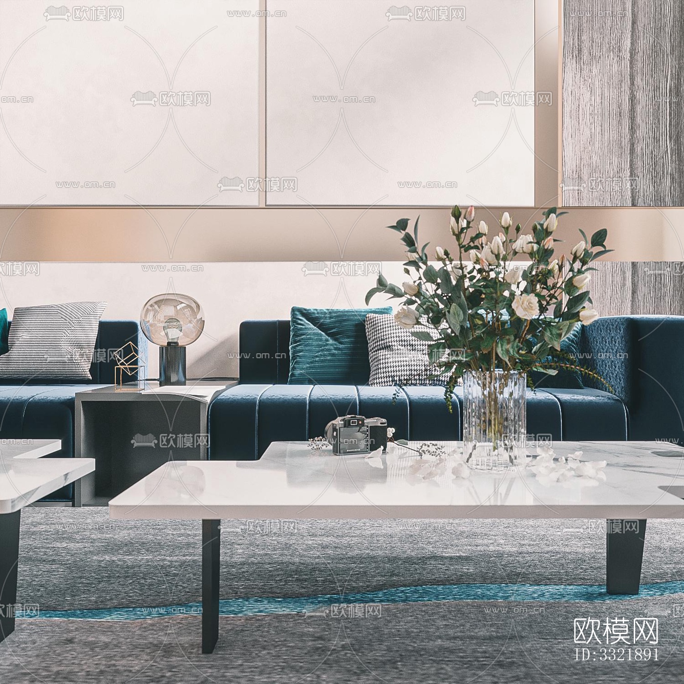 现代客厅效果图下载（渲染图4）