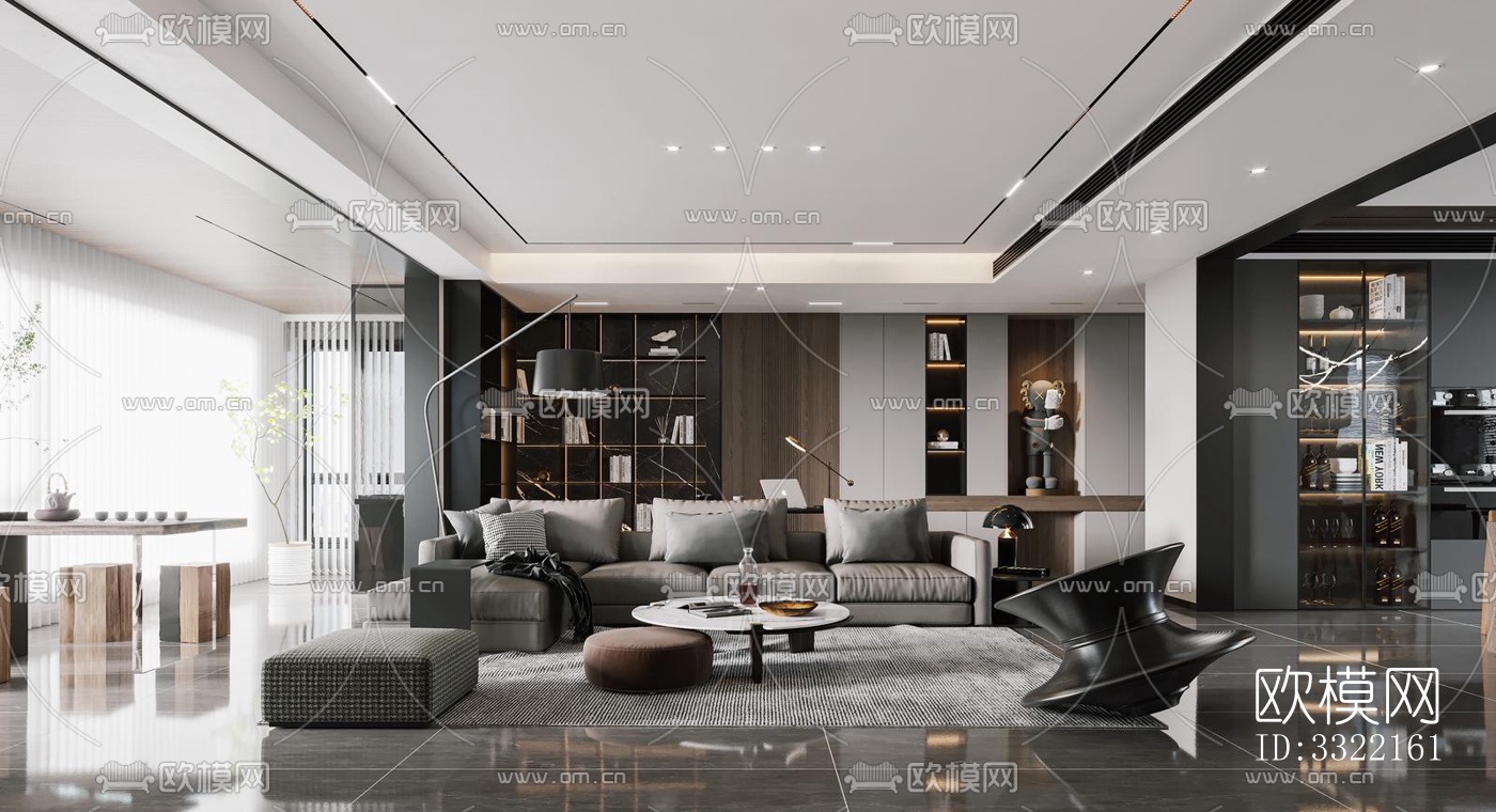 现代客厅效果图下载（渲染图4）