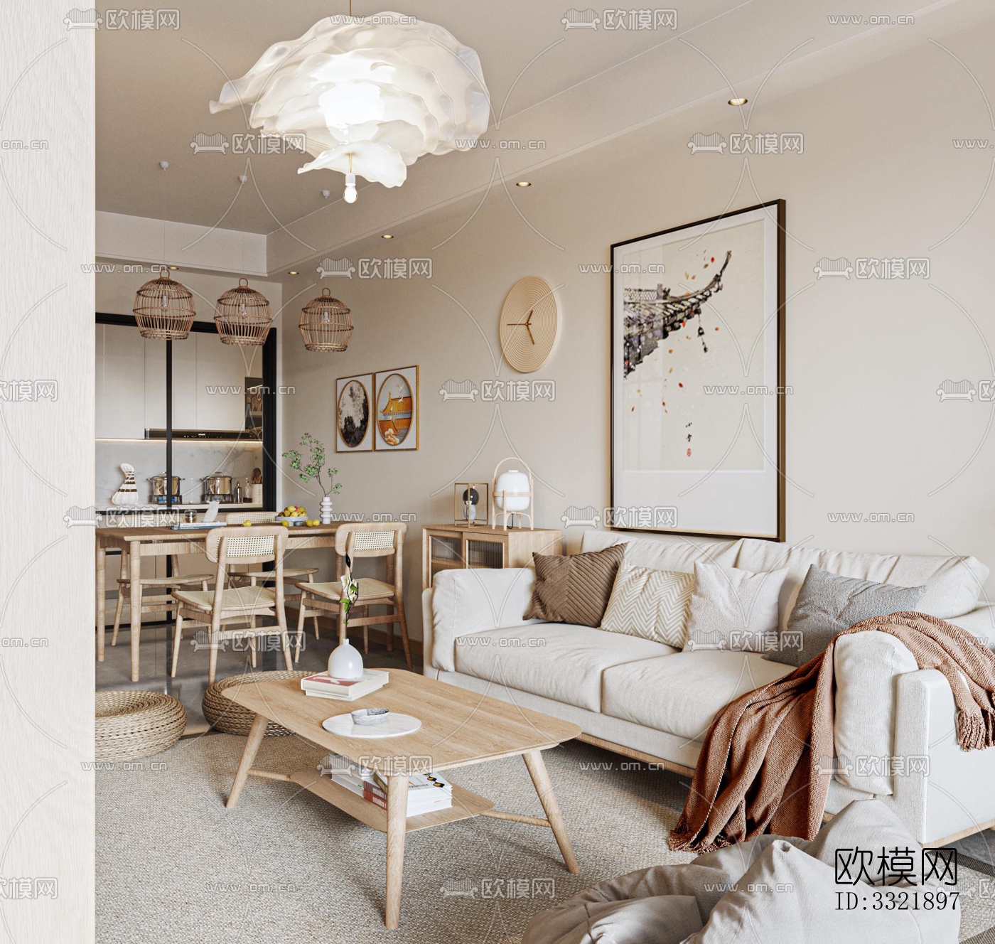 现代客厅效果图下载（渲染图2）