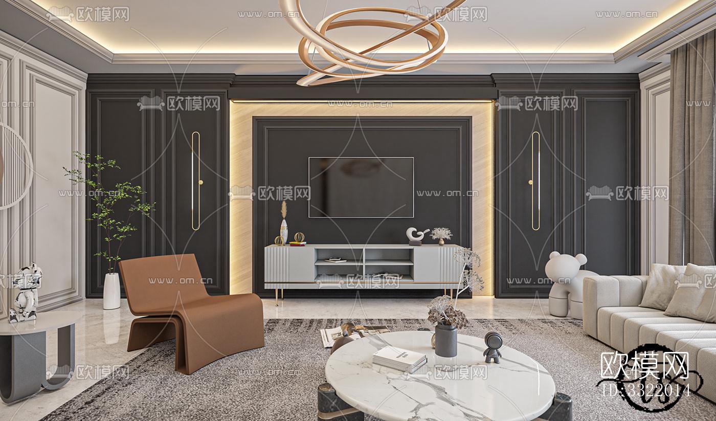 现代客厅效果图下载（渲染图4）