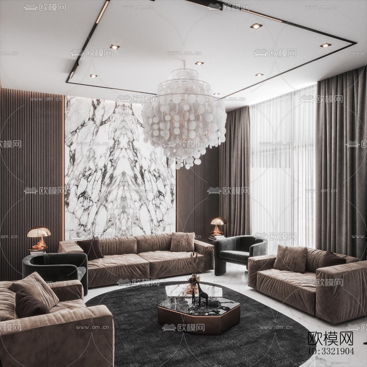 现代客厅效果图下载（渲染图4）