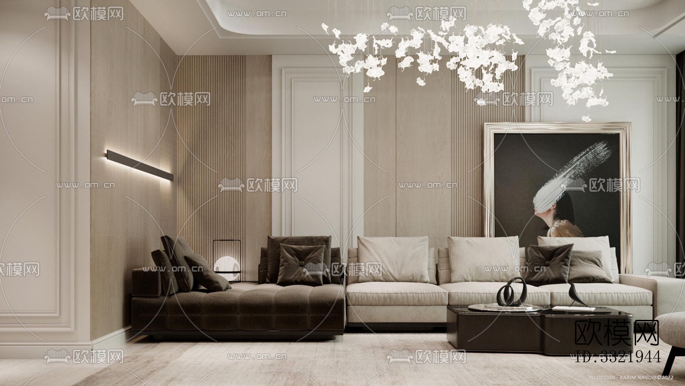 现代客厅效果图下载（渲染图1）