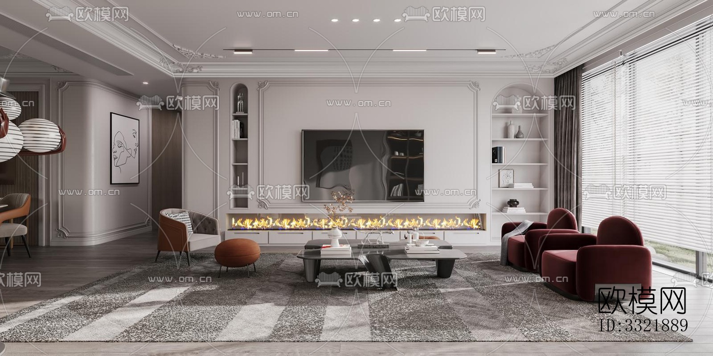 现代客厅效果图下载（渲染图1）