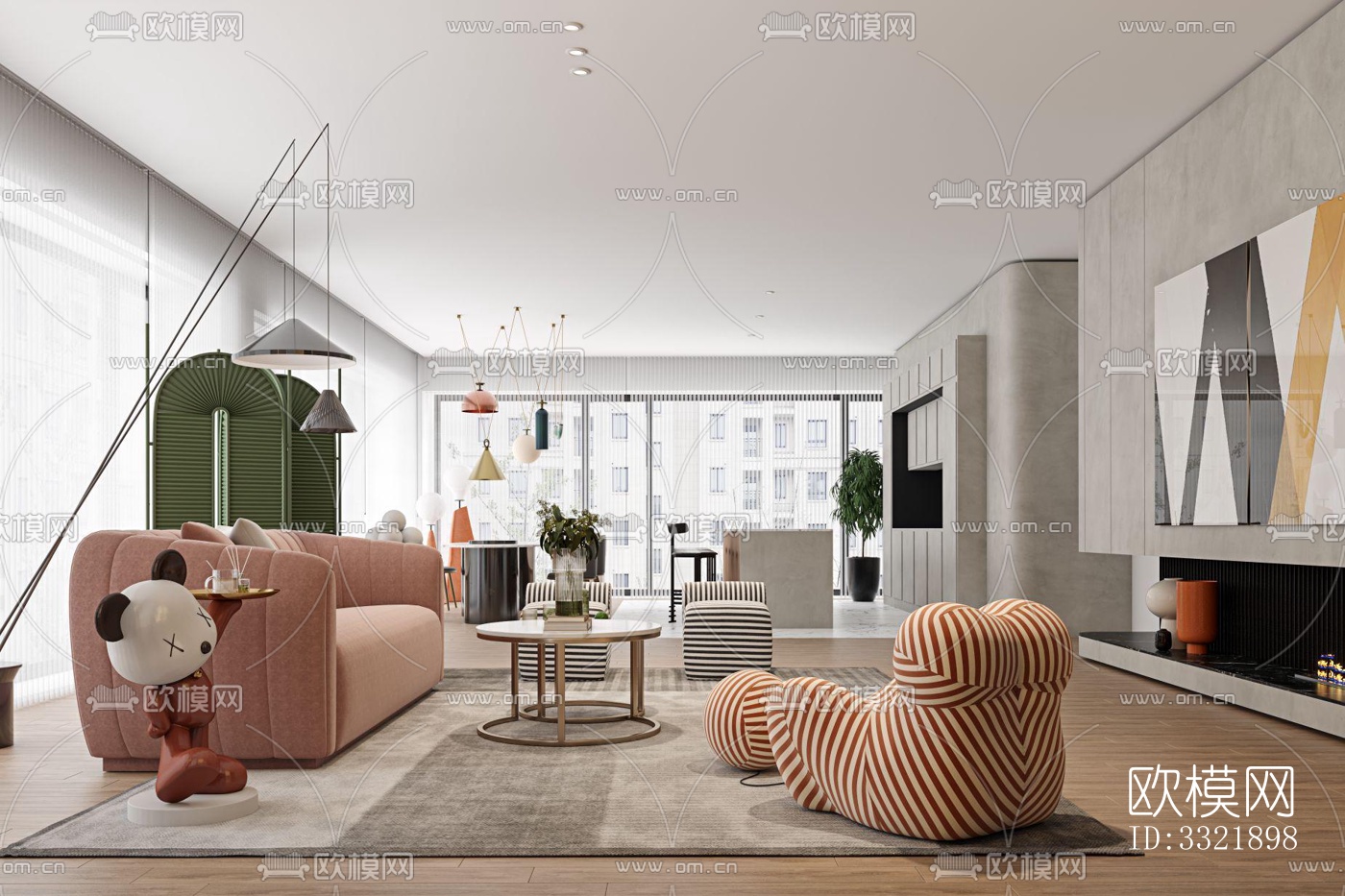 现代客厅效果图下载（渲染图2）