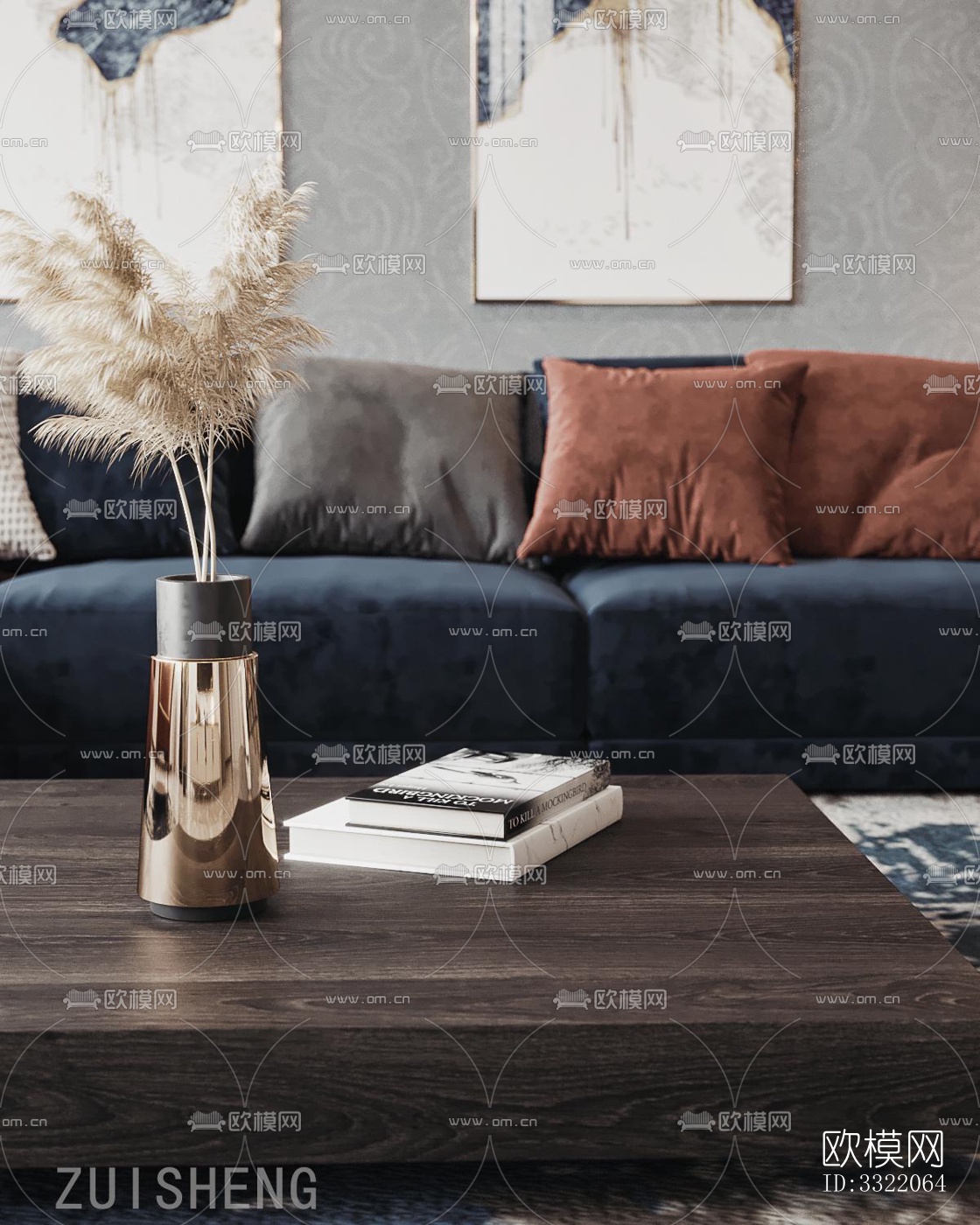 现代客厅效果图下载（渲染图4）