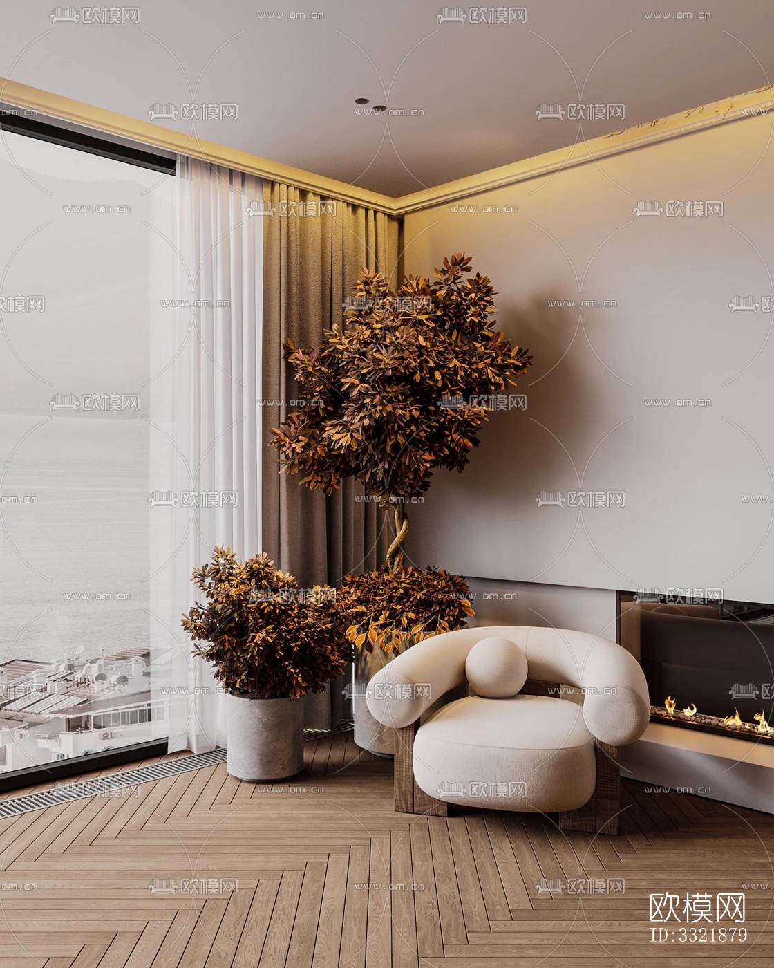 现代客厅效果图下载（渲染图10）