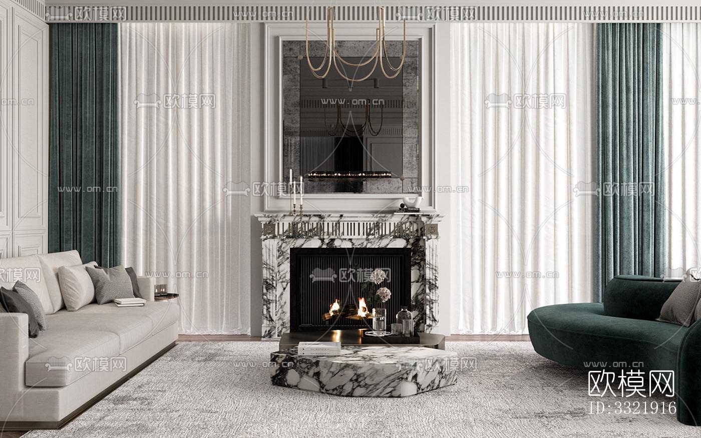 现代客厅效果图下载（渲染图4）