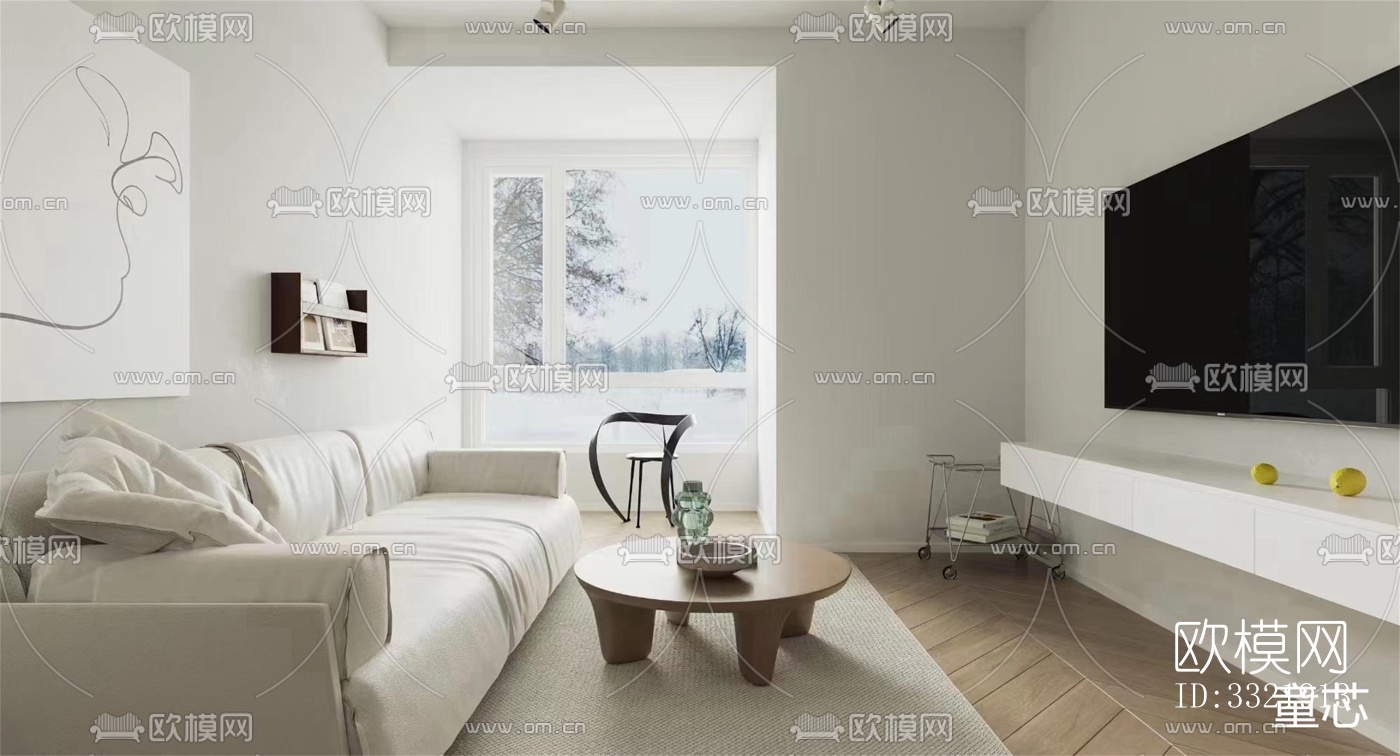 现代客厅效果图下载（渲染图4）