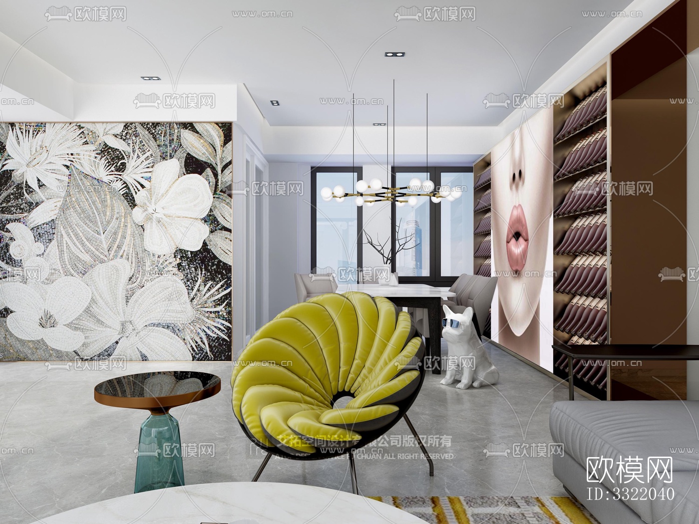 现代客厅效果图下载（渲染图1）