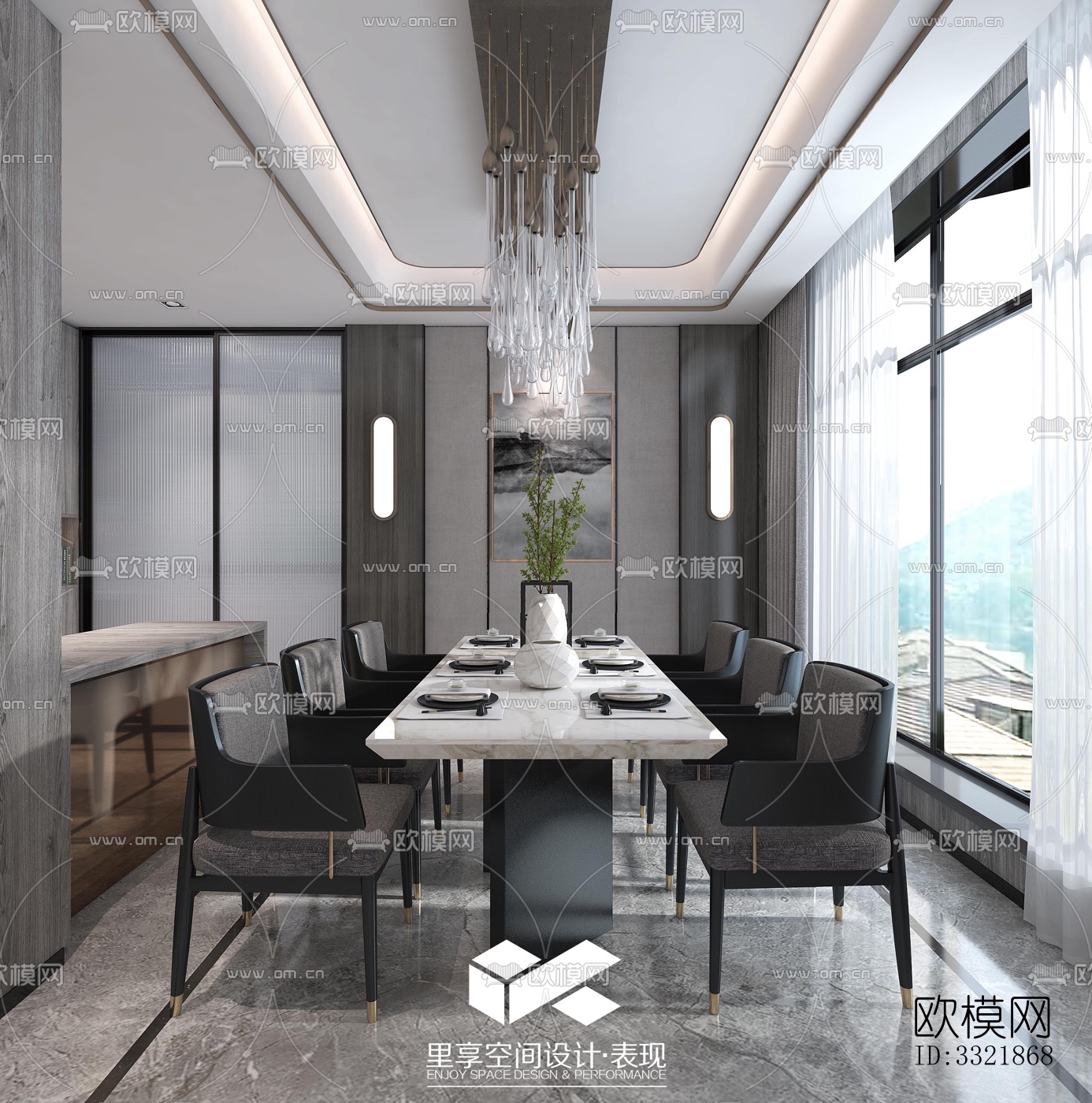 现代客厅效果图下载（渲染图4）