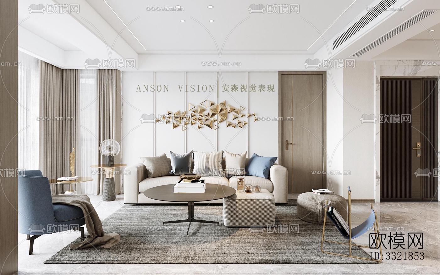 现代客厅效果图下载（渲染图7）