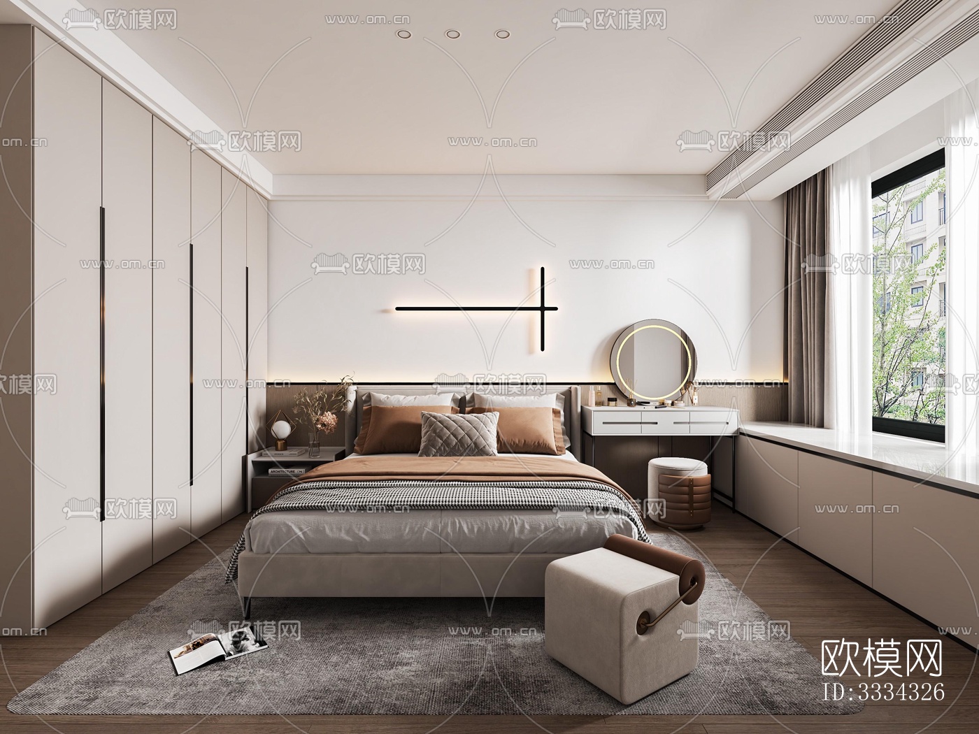 现代卧室效果图下载（渲染图14）