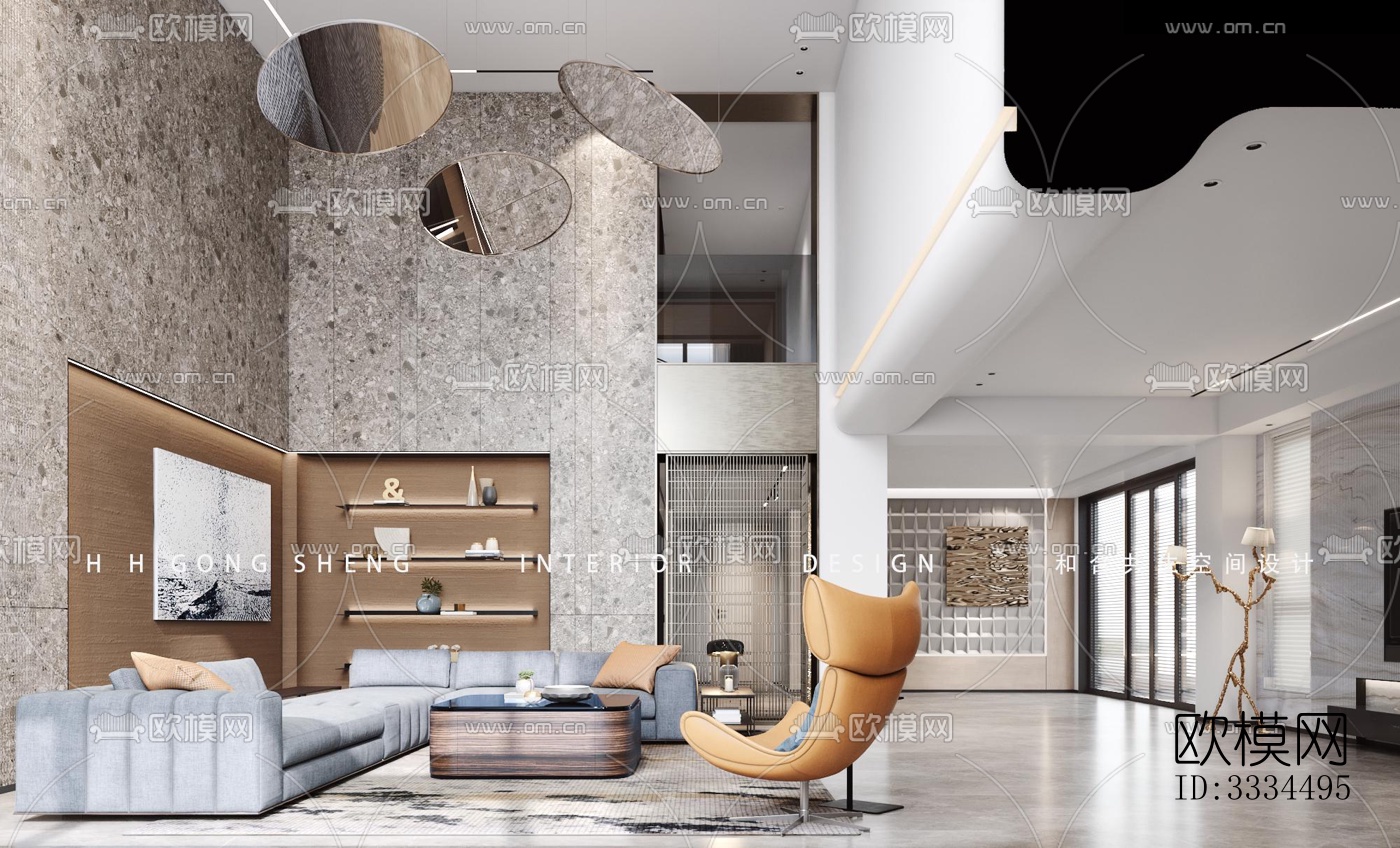 现代客厅效果图下载（渲染图9）