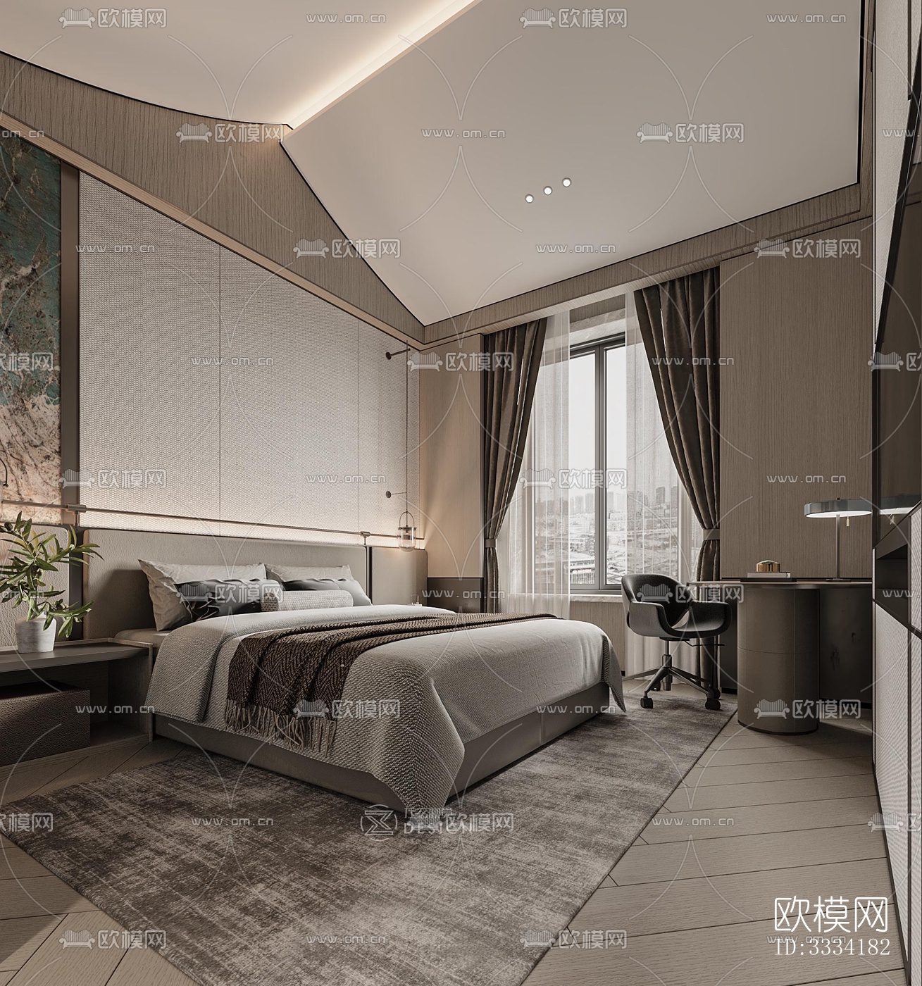 现代卧室效果图下载（渲染图2）