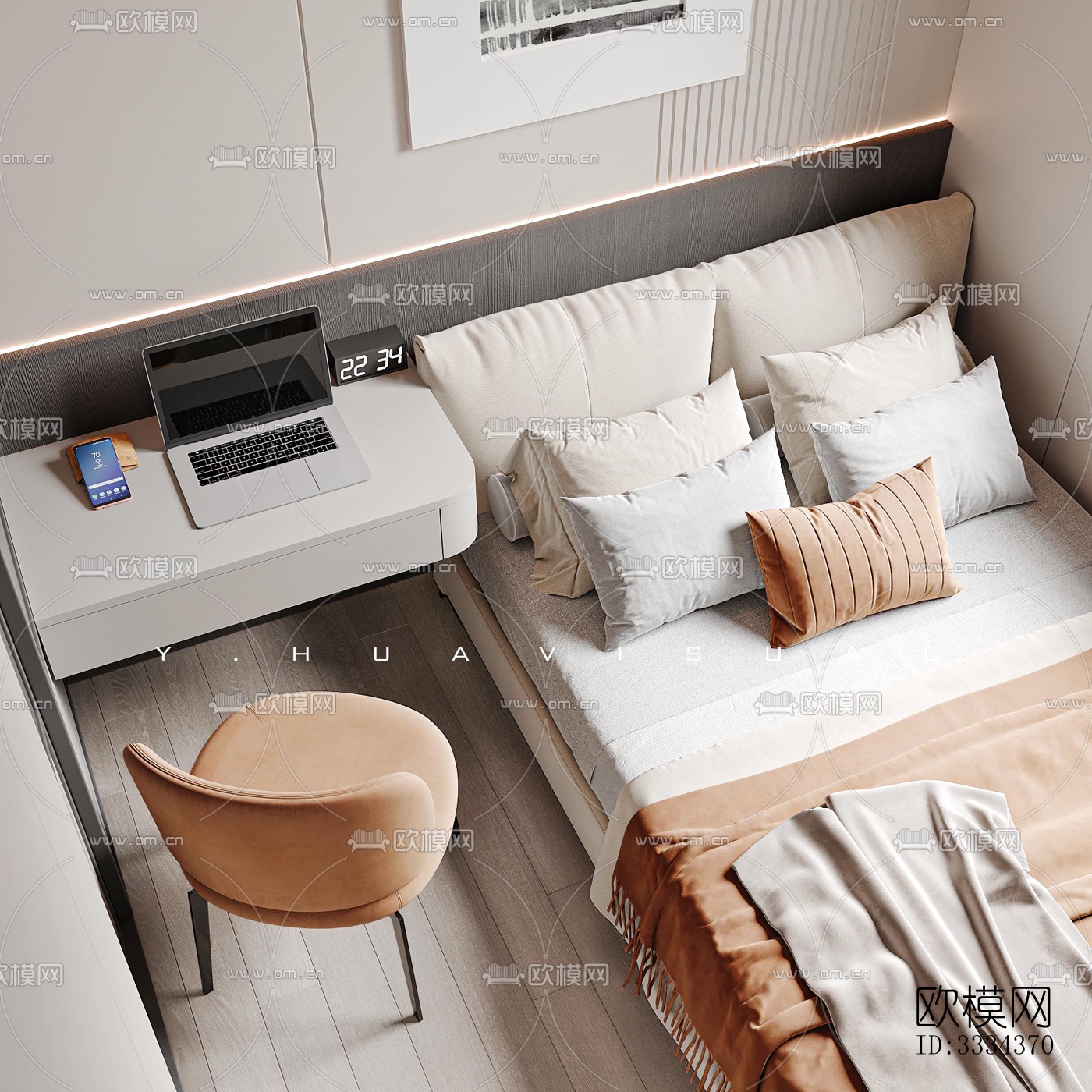 现代卧室效果图下载（渲染图7）