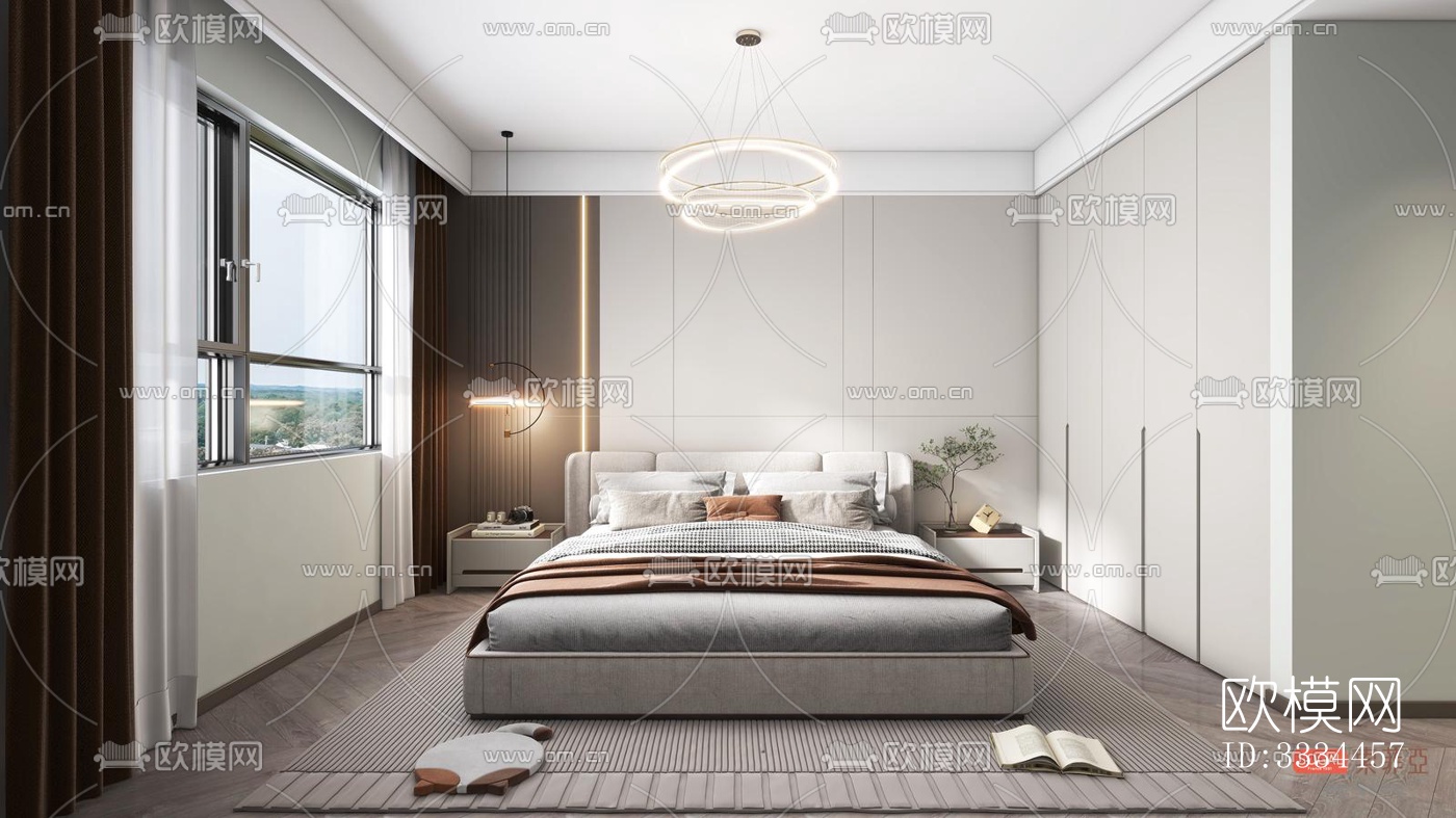 现代卧室效果图下载（渲染图1）