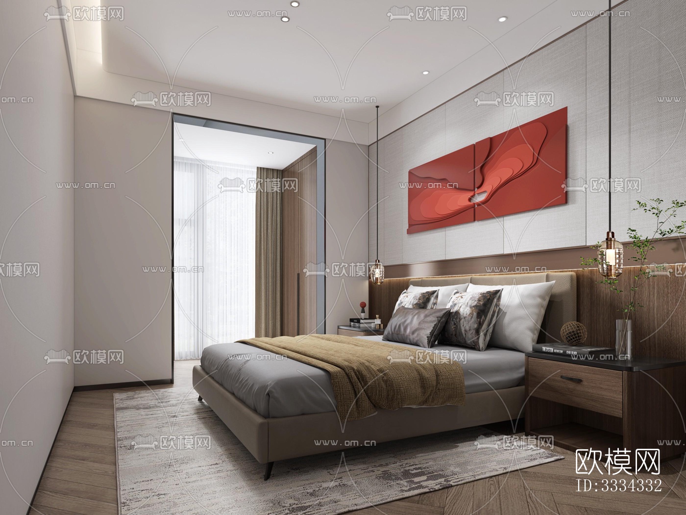 现代卧室效果图下载（渲染图6）