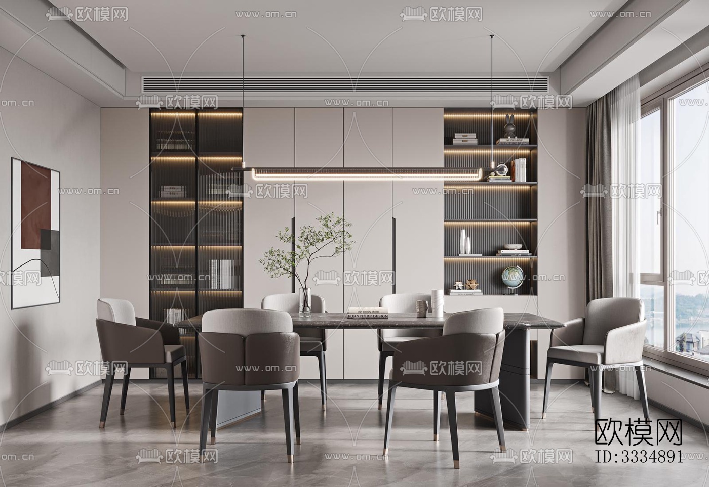 现代餐厅效果图下载（渲染图3）