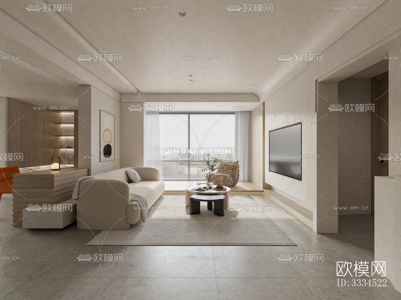 现代客厅效果图下载（渲染图5）