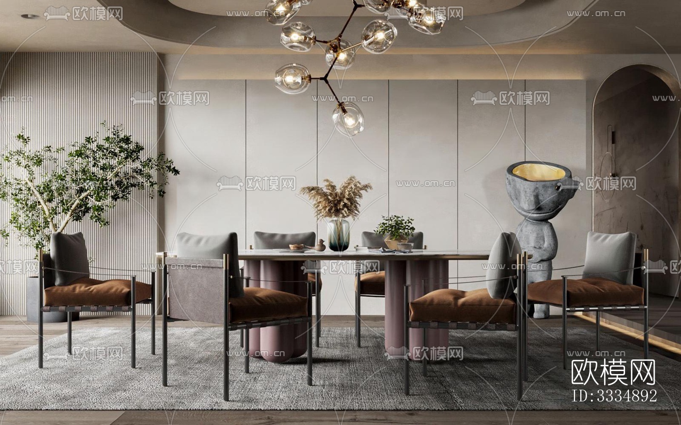 现代餐厅效果图下载（渲染图4）