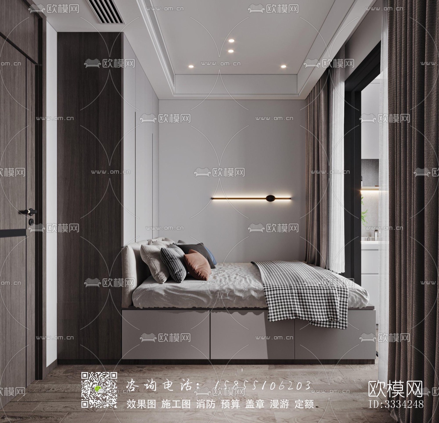 现代卧室效果图下载（渲染图3）