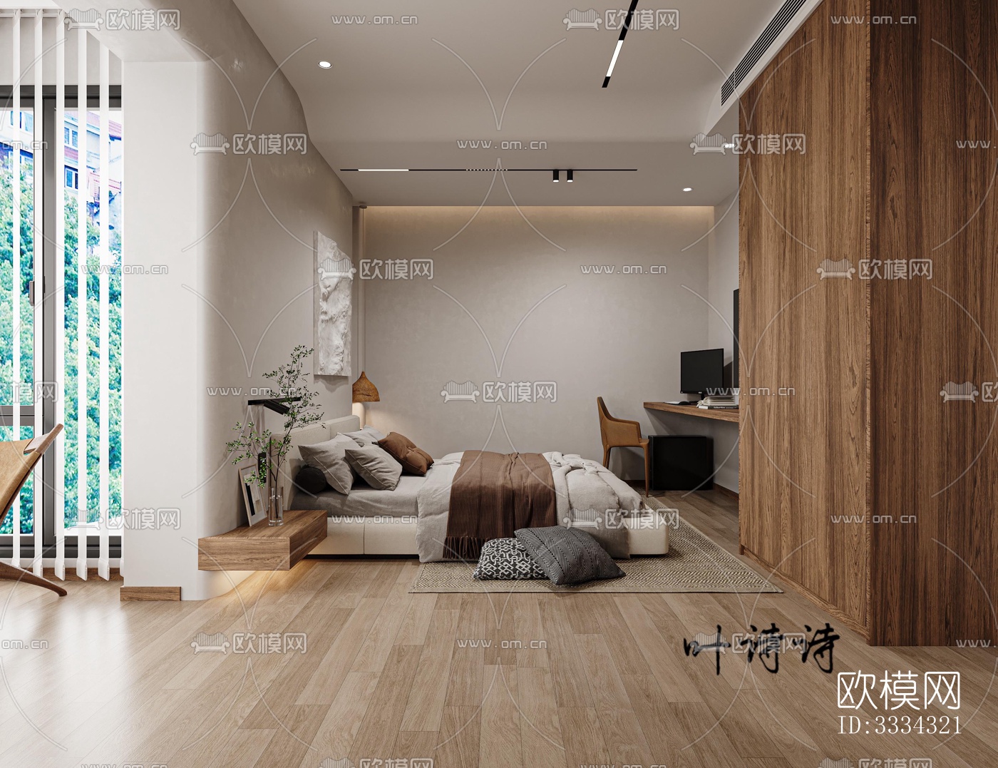 现代卧室效果图下载（渲染图7）