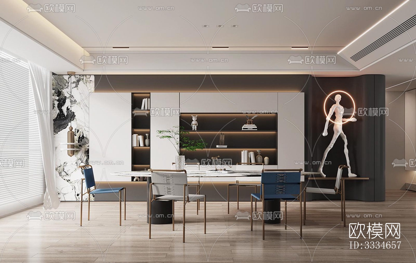 现代餐厅效果图下载（渲染图3）