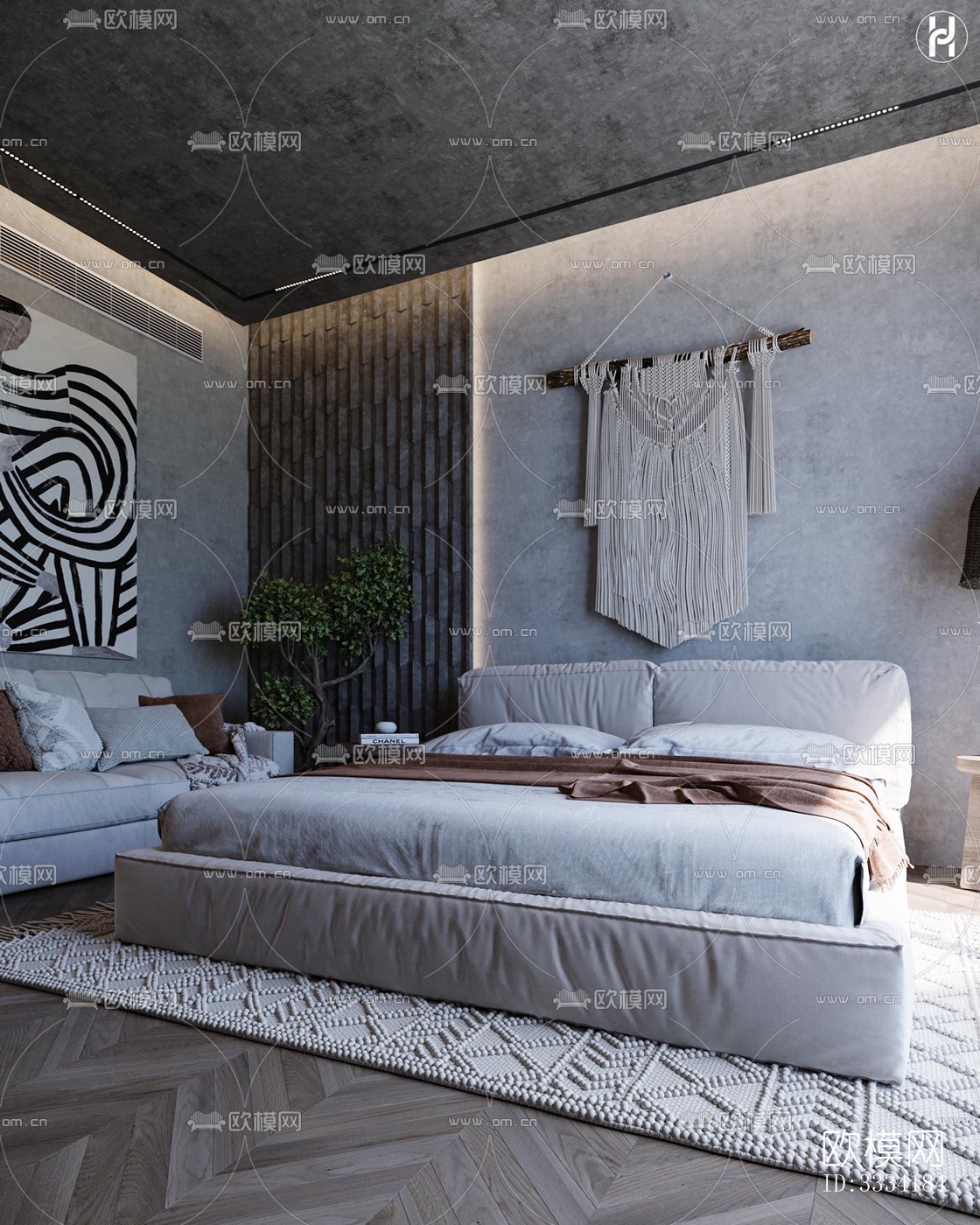 现代卧室效果图下载（渲染图1）