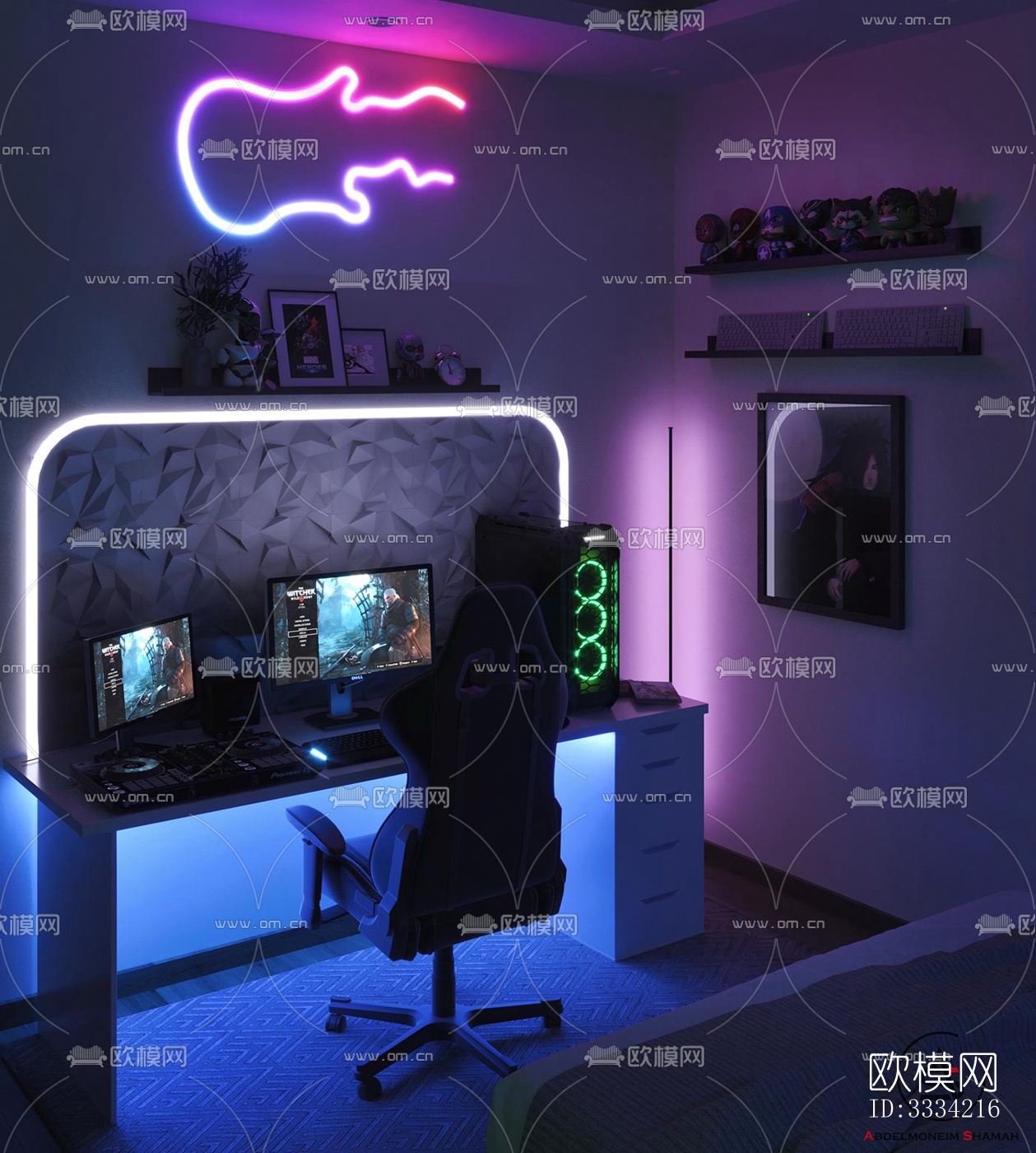 现代卧室效果图下载（渲染图3）