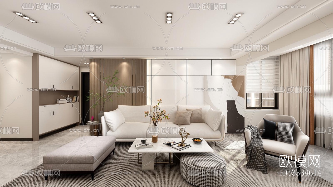 现代客厅效果图下载（渲染图1）