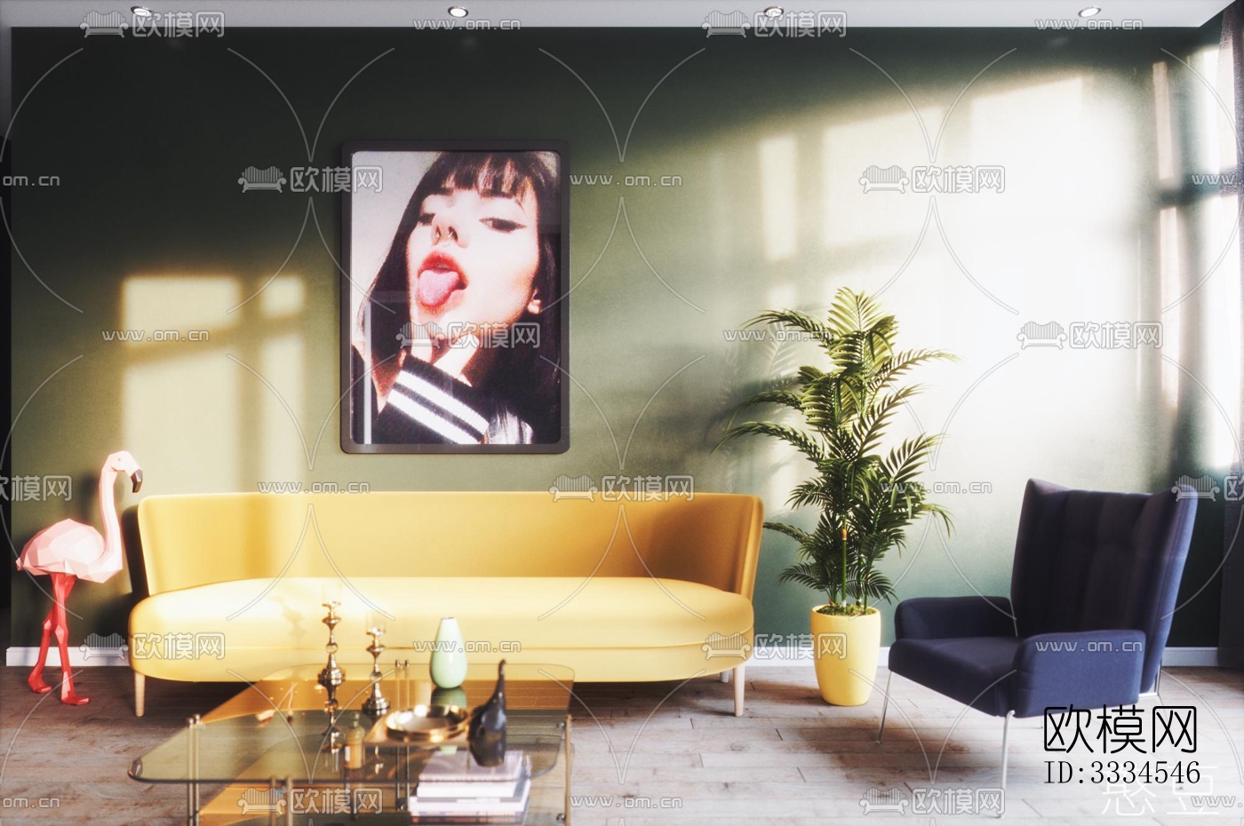 现代客厅效果图下载（渲染图7）