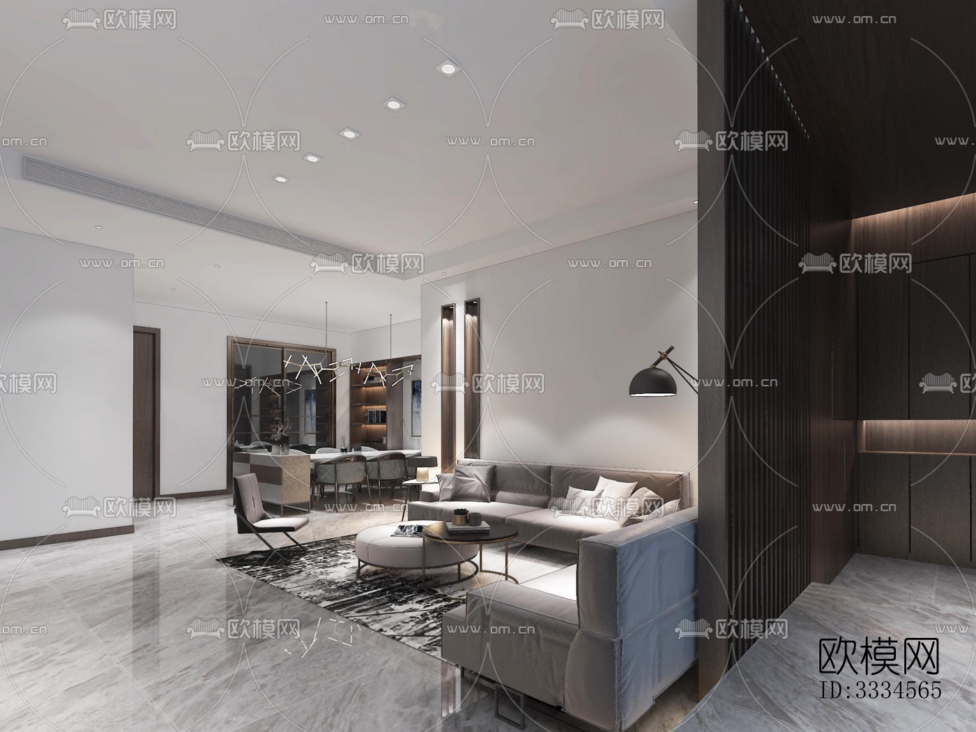 现代客厅效果图下载（渲染图2）