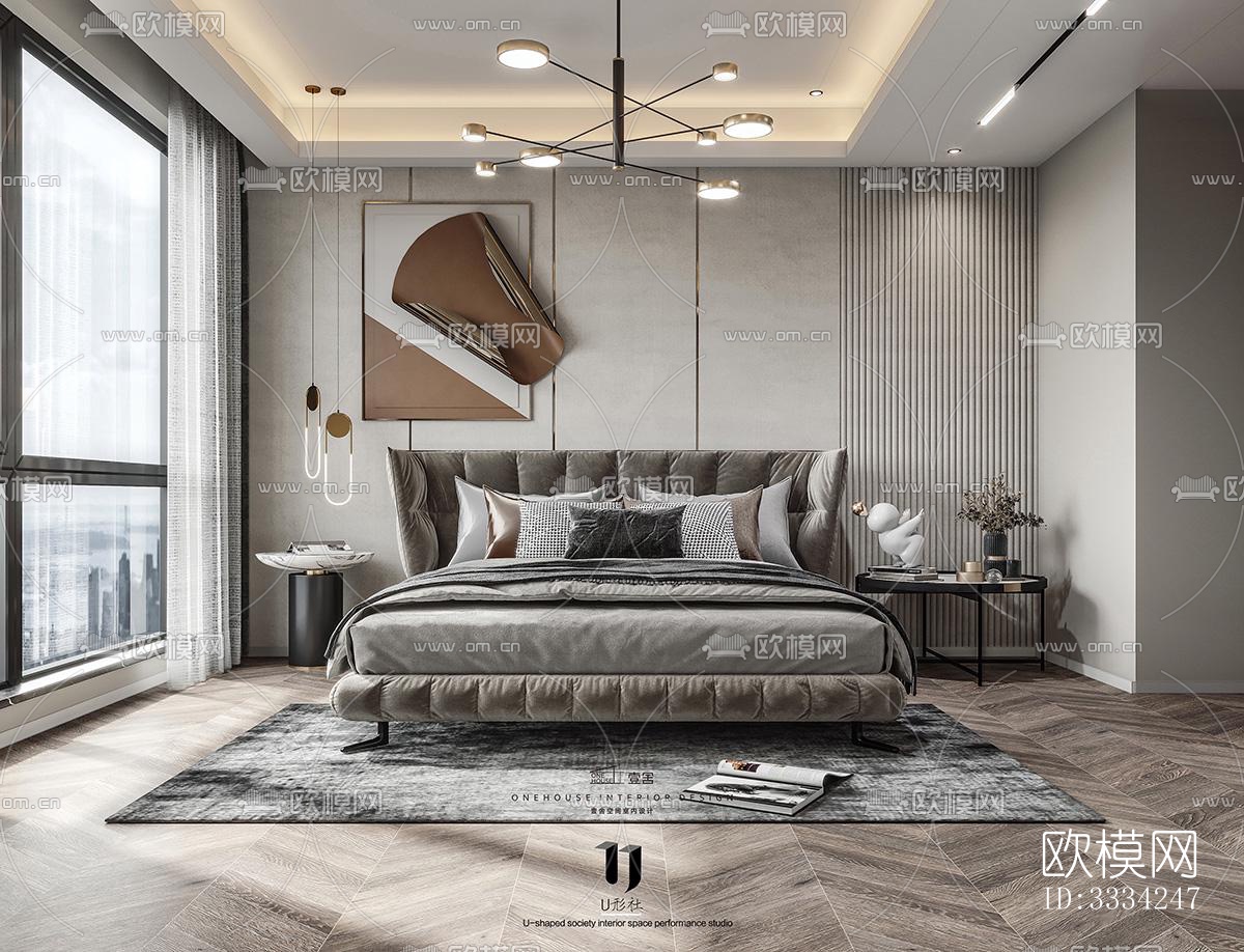 现代卧室效果图下载（渲染图3）