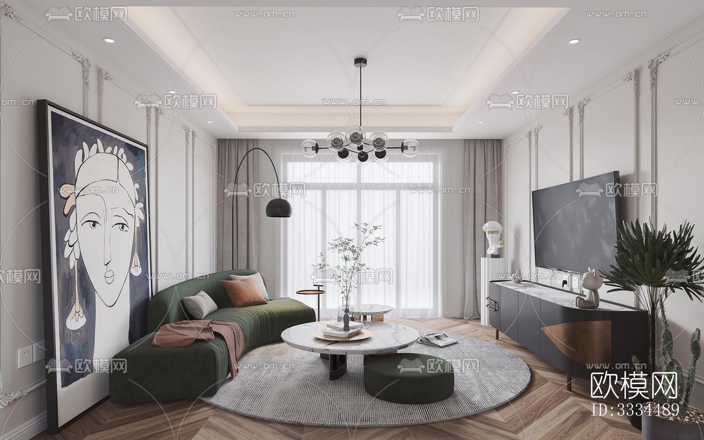 现代客厅效果图下载（渲染图1）