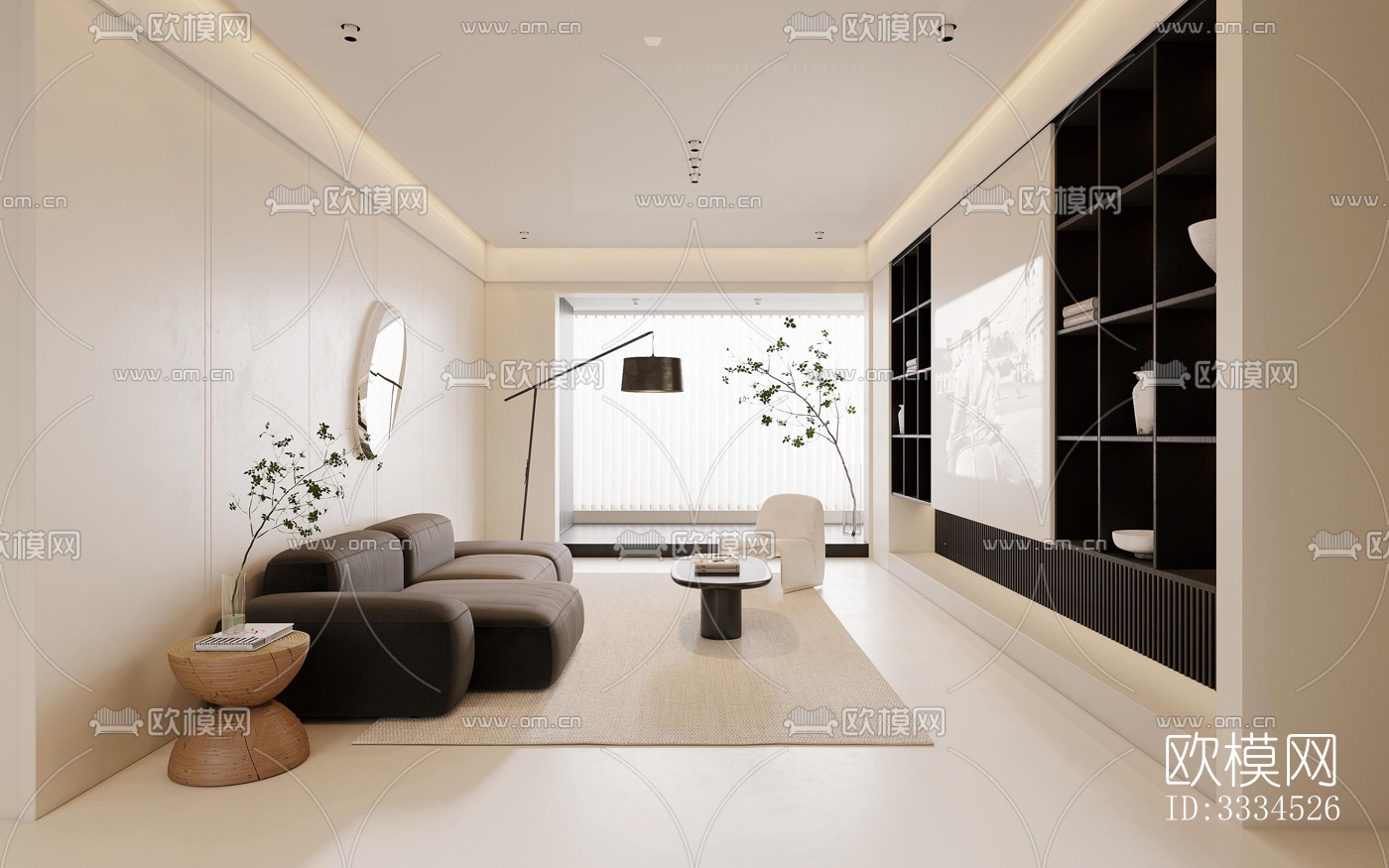 现代客厅效果图下载（渲染图4）