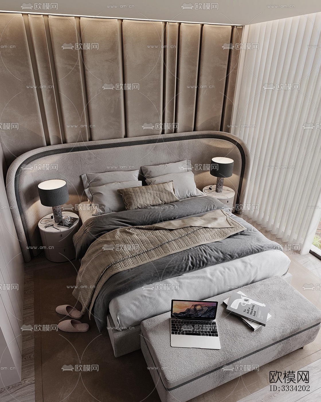 现代卧室效果图下载（渲染图4）