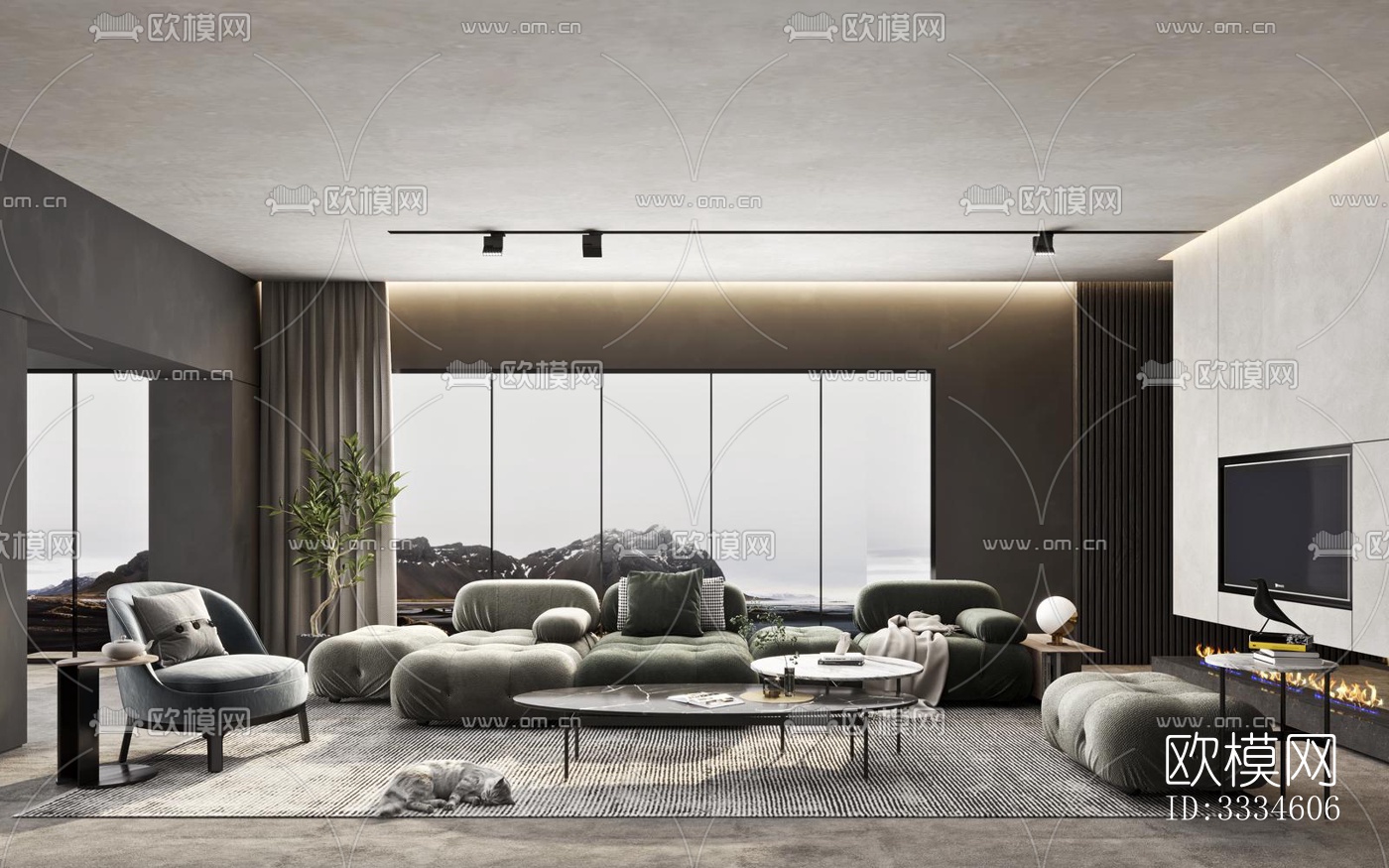 现代客厅效果图下载（渲染图13）