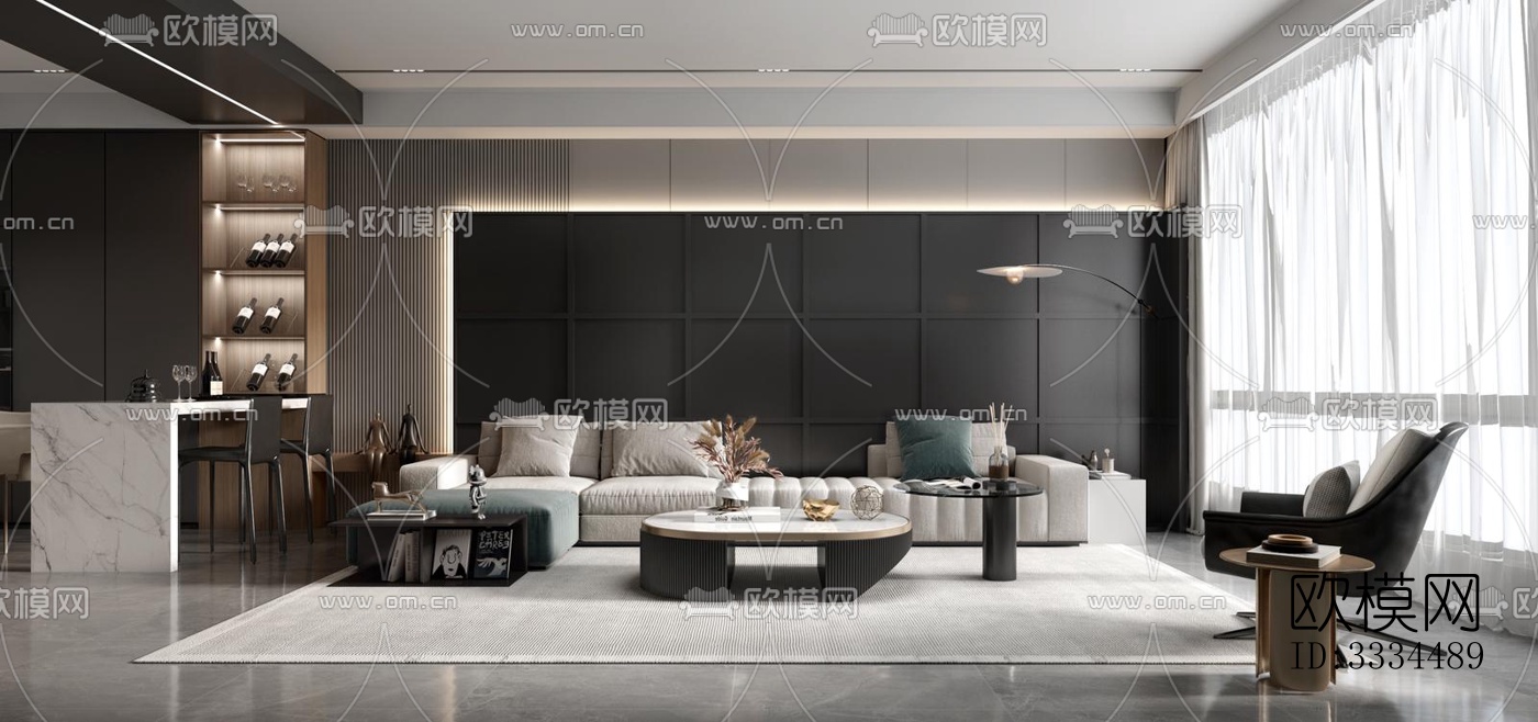 现代客厅效果图下载（渲染图13）