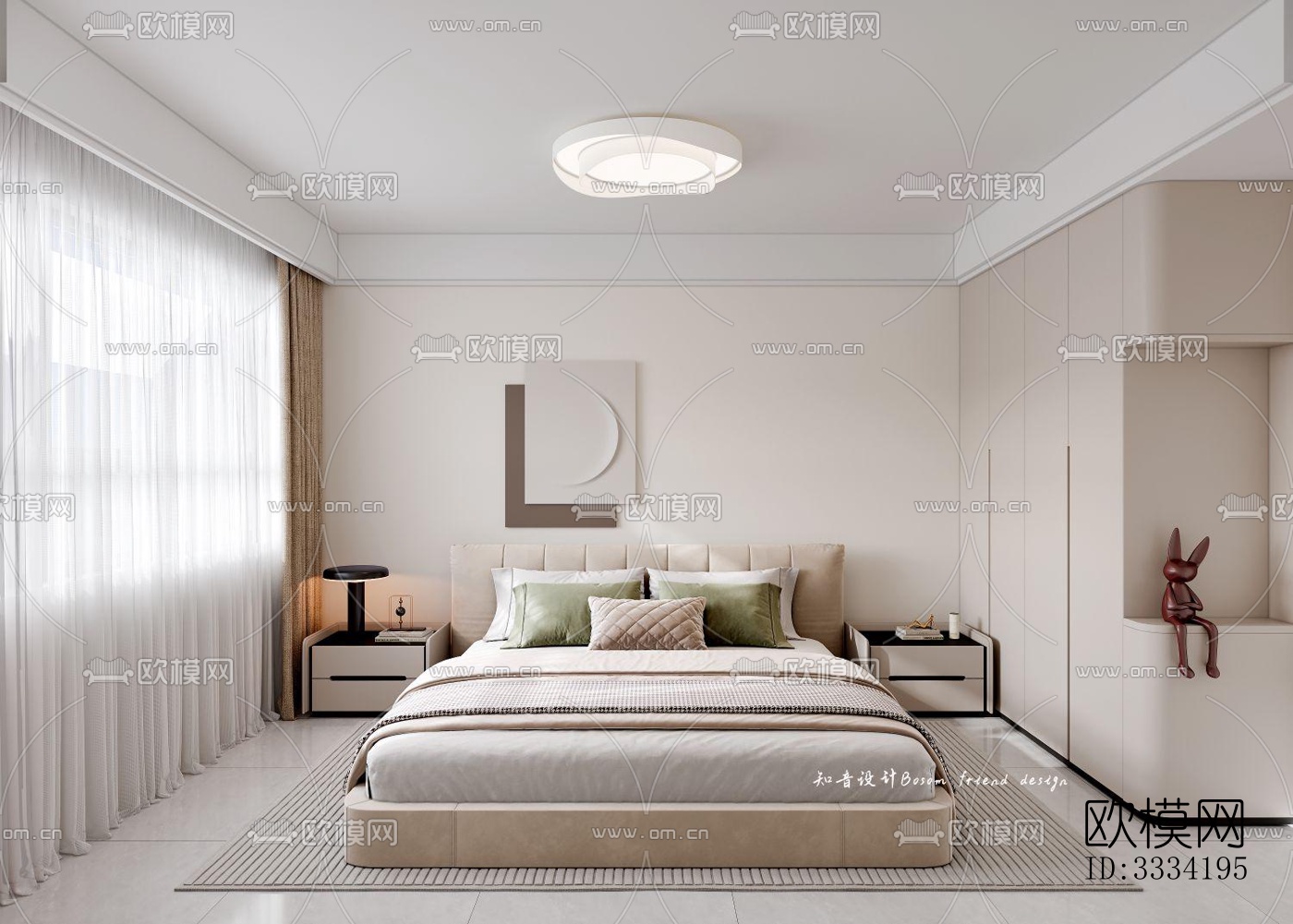 现代卧室效果图下载（渲染图2）