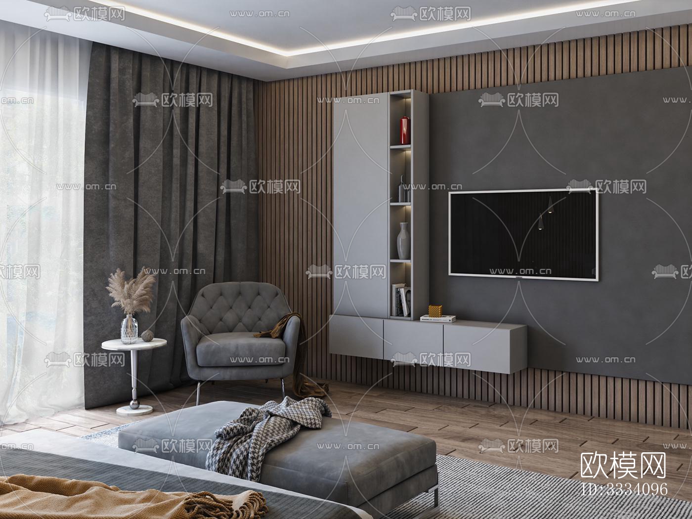 现代卧室效果图下载（渲染图5）