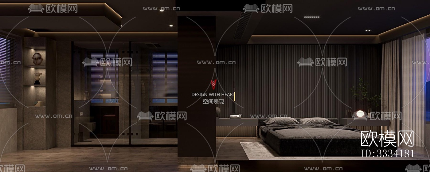 现代卧室效果图下载（渲染图1）