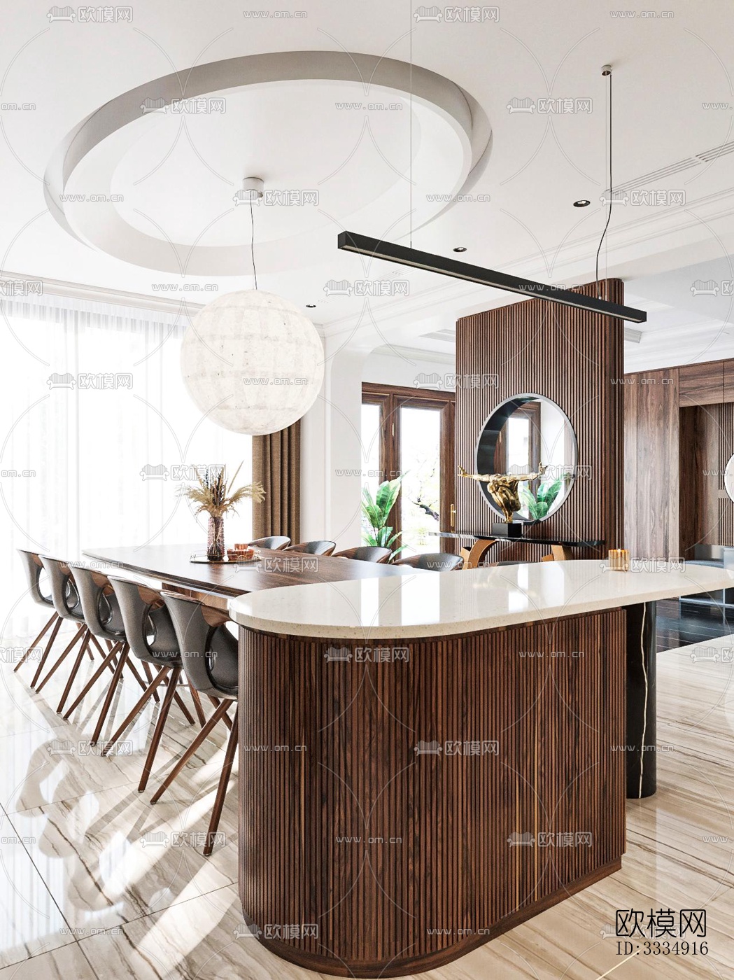 现代餐厅效果图下载（渲染图6）