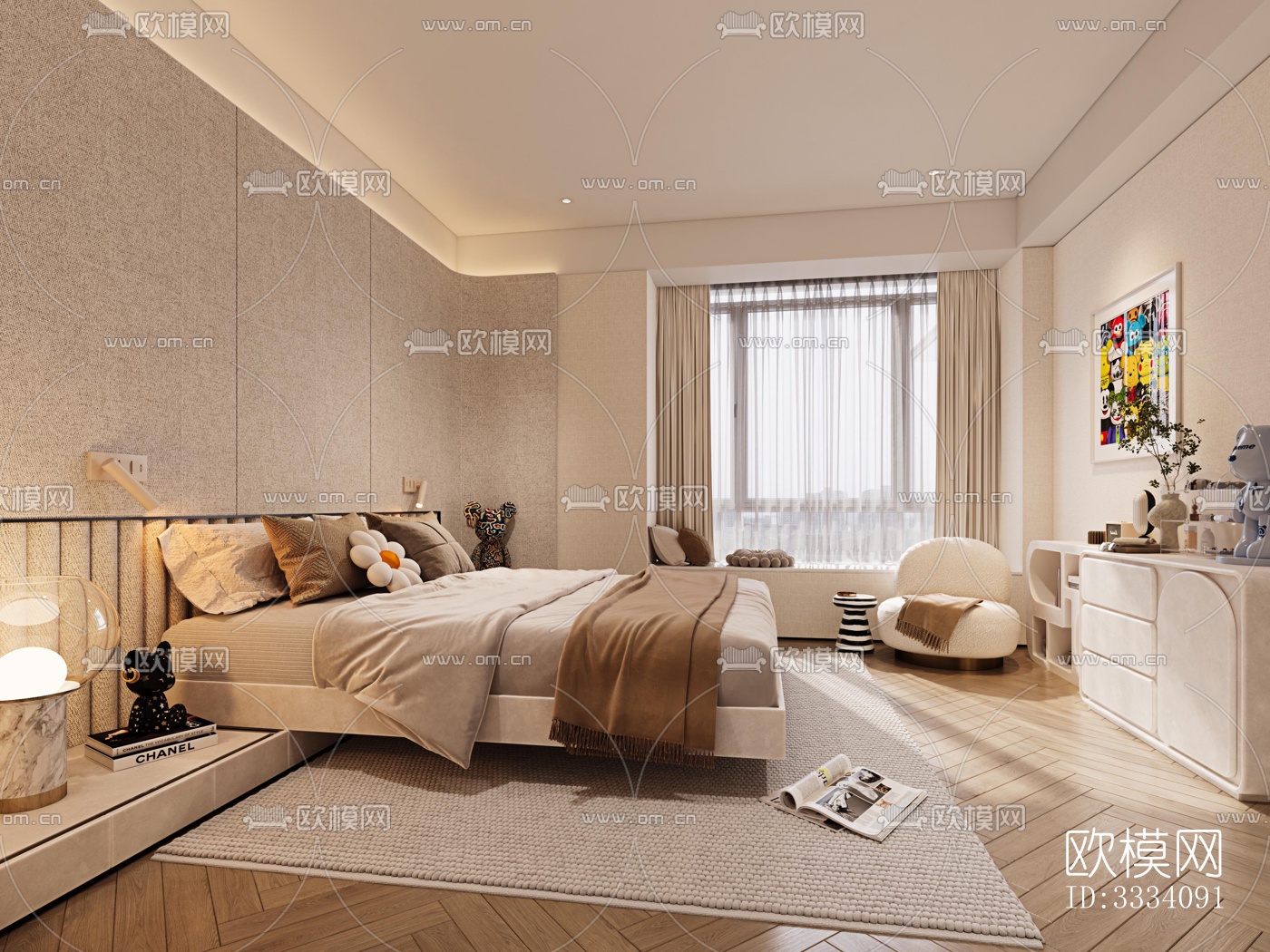 现代卧室效果图下载（渲染图3）