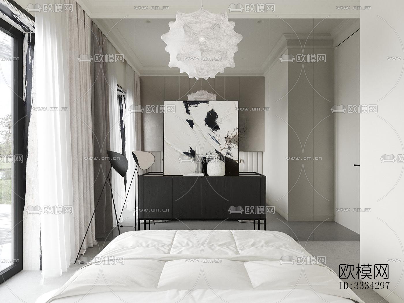 现代卧室效果图下载（渲染图14）