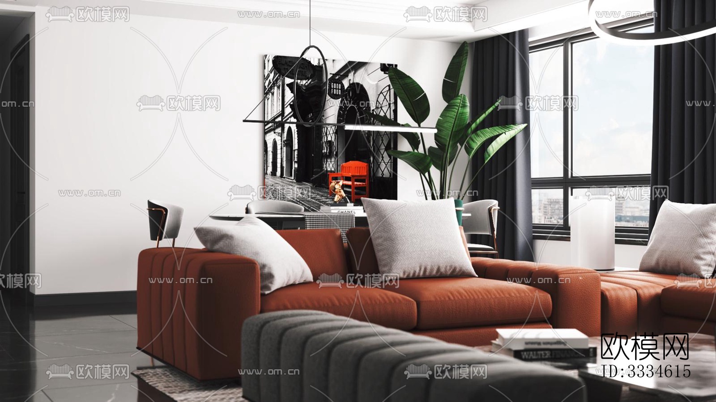 现代客厅效果图下载（渲染图4）