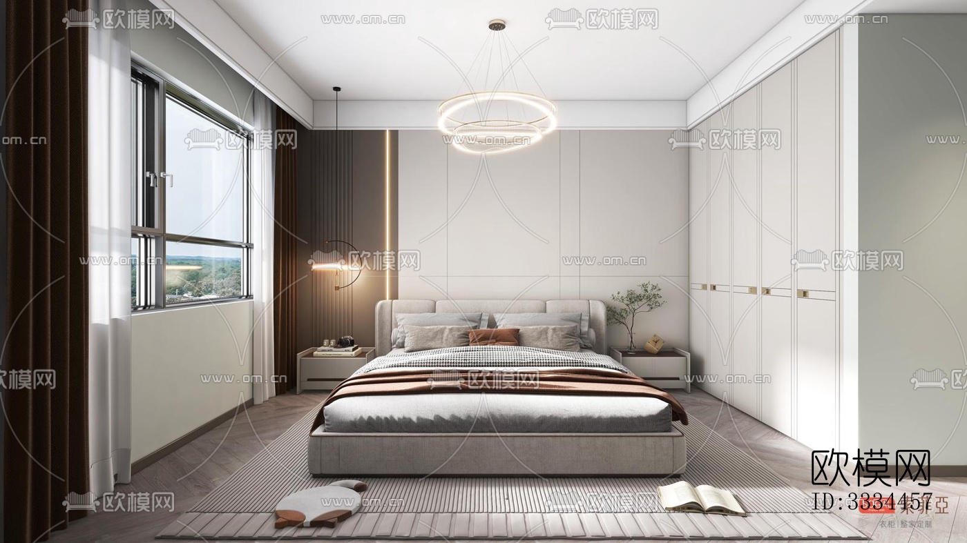 现代卧室效果图下载（渲染图4）