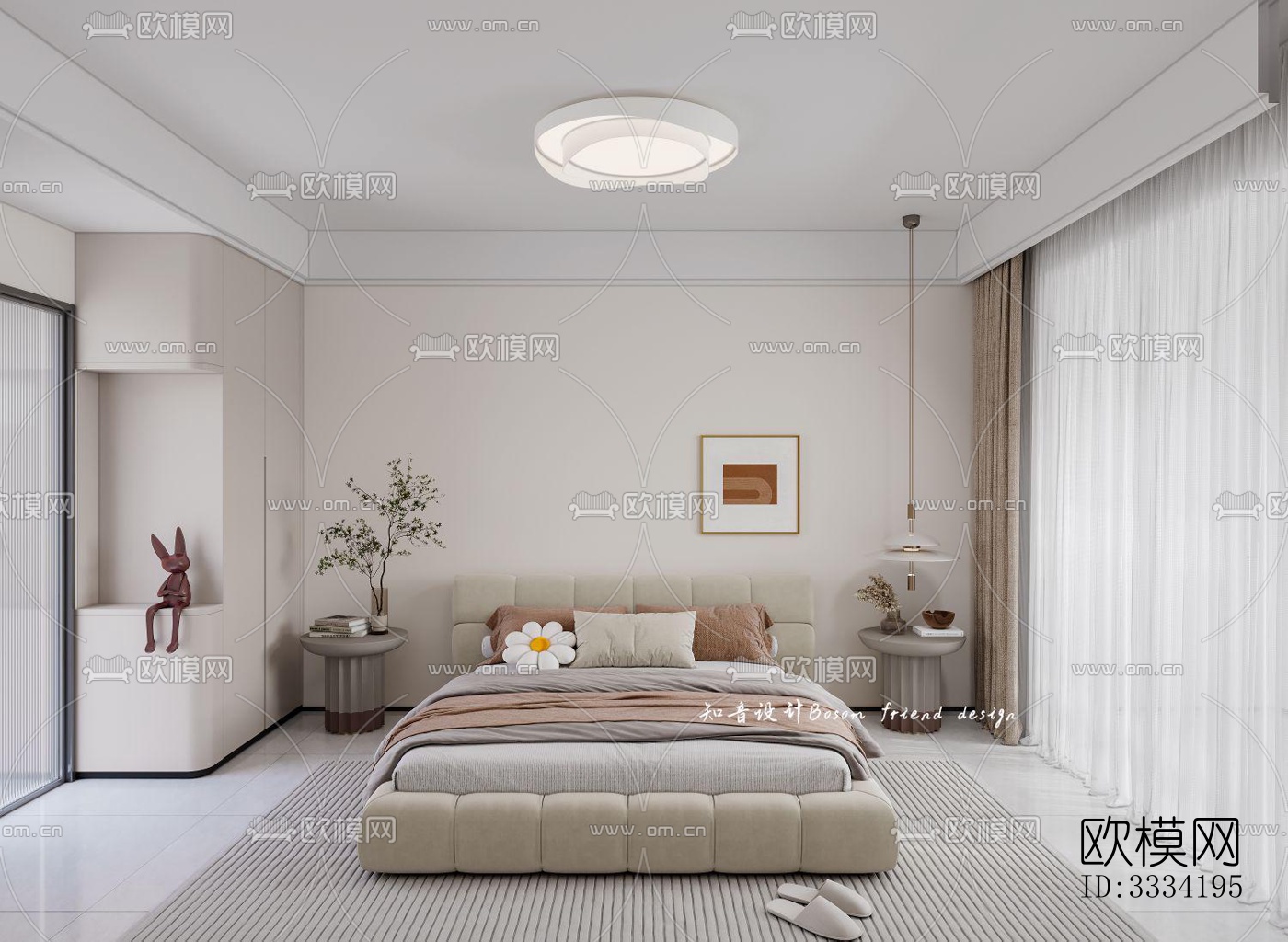 现代卧室效果图下载（渲染图4）